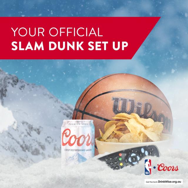 Your NBA Slam Dunk Contest set up is sorted - complete with a Coors cold one 🍺 The official beer partner of the #NBA 🏀