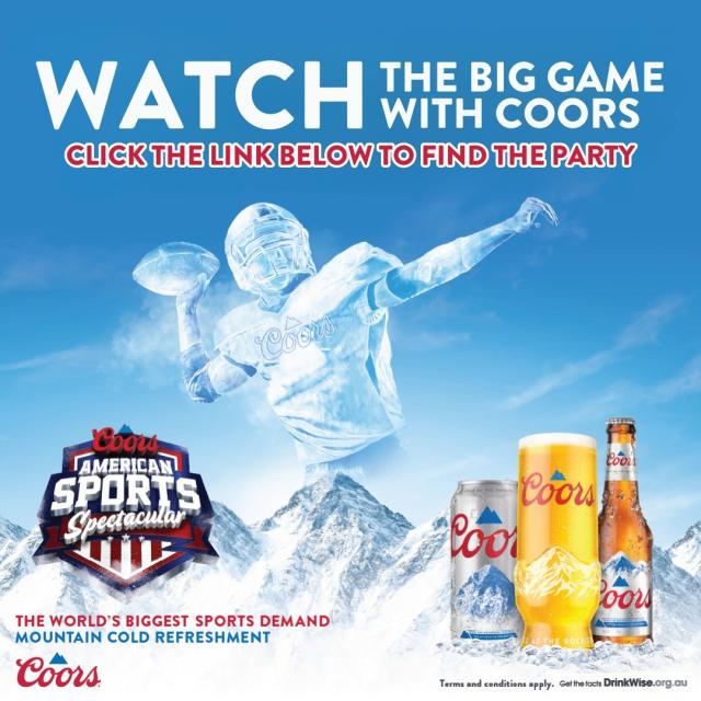 🏈 Want a unique Game Day experience? 🏈 

We're turning up the excitement at venues nationwide this Monday 🔥 Click the link in our bio to find the party! 
 
Here's what you can look forward to:

👉 Coors Specials: Sip on a refreshing Coors while cheering on your Team!

👉 Win Exclusive Coors Gear: Get a chance to score exclusive Coors merchandise. 

👉 Ultimate Game Day Atmosphere: Experience the Big Game in a vibrant venue atmosphere. Engage with fellow fans, enjoy the game on big screens, and be part of this memorable event.
 
Choose your state, find your nearest Coors-activated venue, and dive into an epic NFL experience! 🏈